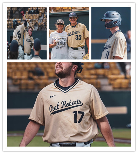 Mens Youth Oral Roberts Golden Eagles Custom Nike Sand Pullover Baseball Game Jersey