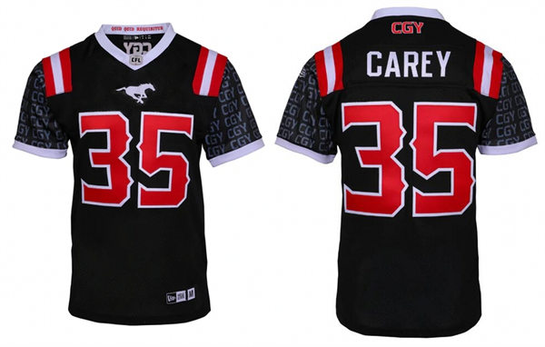 Mens Youth Calgary Stampeders #35 Ka'Deem Carey Black 2023 New Uniform Jersey