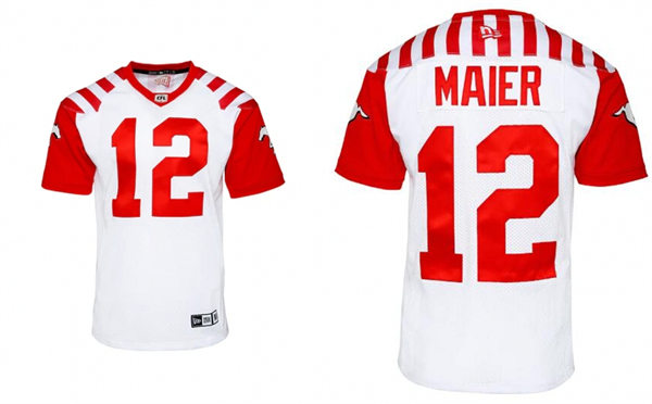 Mens Youth Calgary Stampeders #12 Jake Maier White 2023 New Uniform Jersey