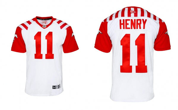 Mens Youth Calgary Stampeders #11 Malik Henry White 2023 New Uniform Jersey