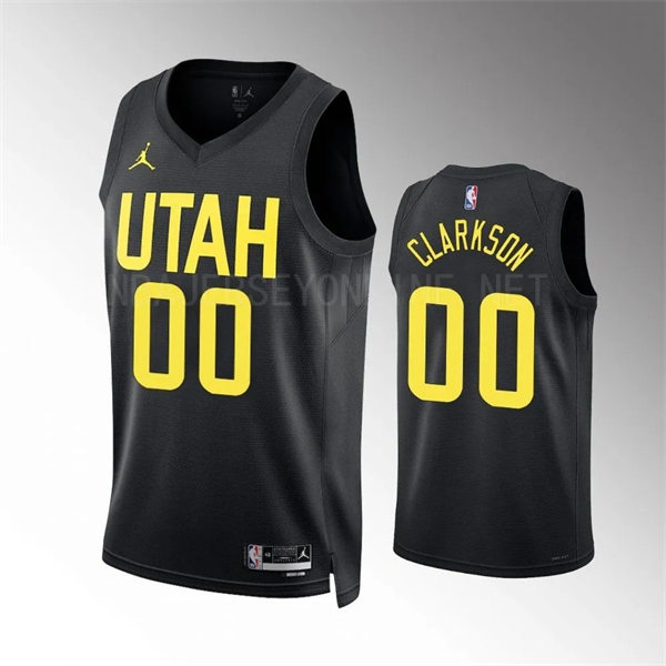 Mens Utah Jazz #00 Jordan Clarkson 2022-23 Black Statement Edition Jersey