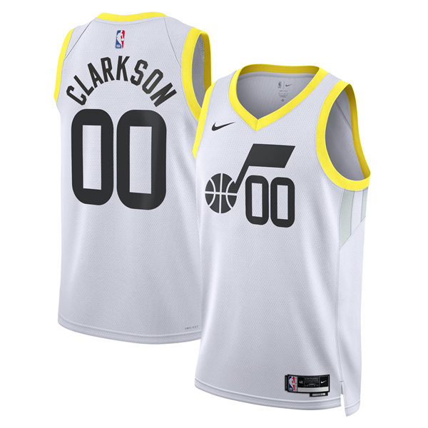 Mens Utah Jazz #00 Jordan Clarkson White 2022-23 Association Edition Jersey