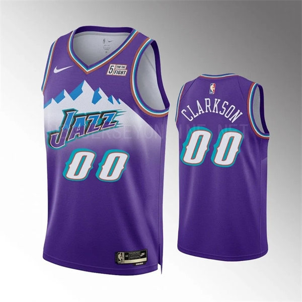 Mens Utah Jazz #00 Jordan Clarkson Purple Hardwood Classics Swingman Jersey