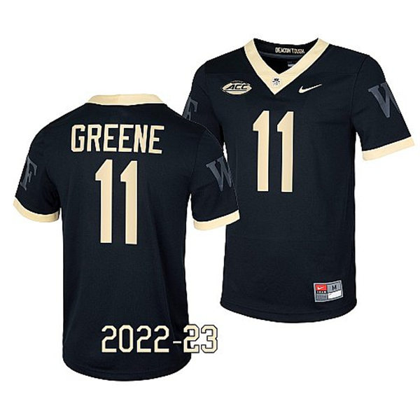 Mens Youth Wake Forest Demon Deacons #11 Donavon Greene Nike 2022-23 Black College Football Game Jersey
