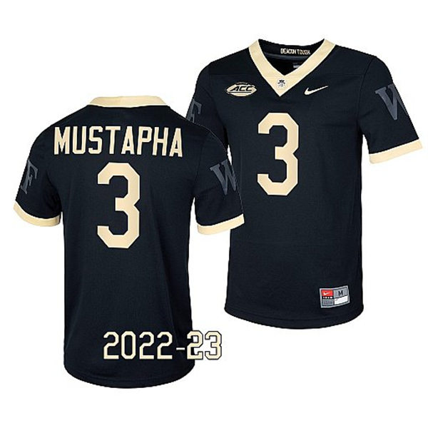 Mens Youth Wake Forest Demon Deacons #3 Malik Mustapha Nike 2022-23 Black College Football Game Jersey