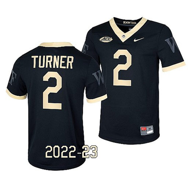 Mens Youth Wake Forest Demon Deacons #2 Kobie Turner Nike 2022-23 Black College Football Game Jersey