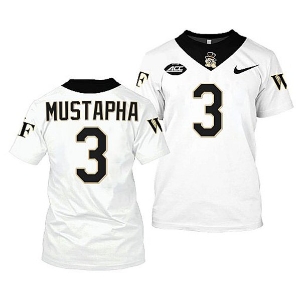 Mens Youth Wake Forest Demon Deacons #3 Malik Mustapha Nike 2022-23 White College Football Game Jersey