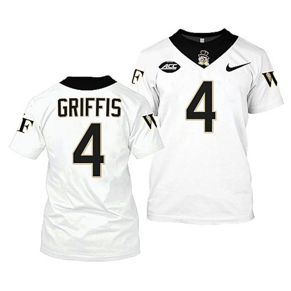 Mens Youth Wake Forest Demon Deacons #4 Brett Griffis Nike 2022-23 White College Football Game Jersey
