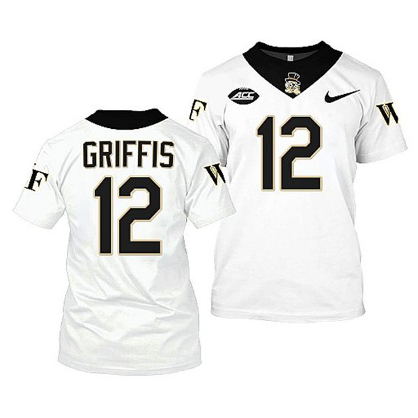 Mens Youth Wake Forest Demon Deacons #12 Mitch Griffis Nike 2022-23 White College Football Game Jersey