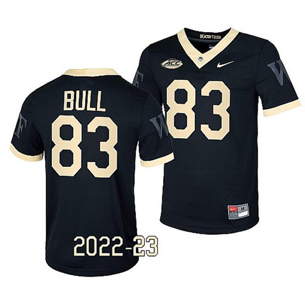 Mens Youth Wake Forest Demon Deacons #83 Jaeger Bull Nike 2022-23 Black College Football Game Jersey