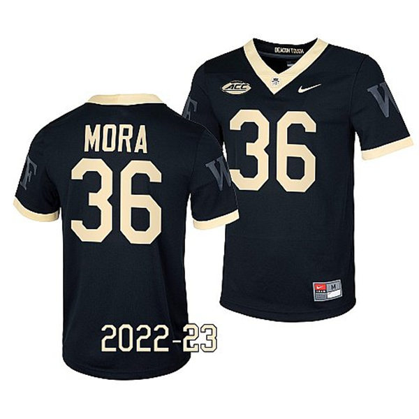 Mens Youth Wake Forest Demon Deacons #36 Ivan Mora Nike 2022-23 Black College Football Game Jersey