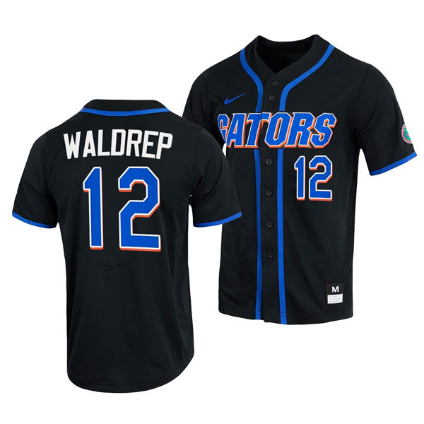 Mens Youth Florida Gators #12 Hurston Waldrep 2023 College Baseball World Series Jersey Nike Black with name