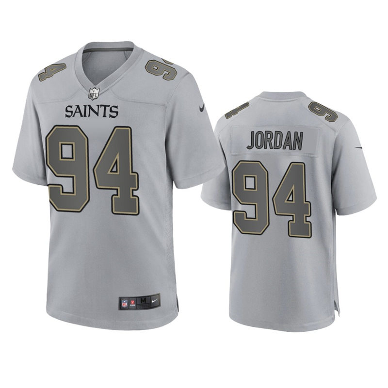 Mens New Orleans Saints #94 Cameron Jordan Gray Atmosphere Fashion Game Jersey