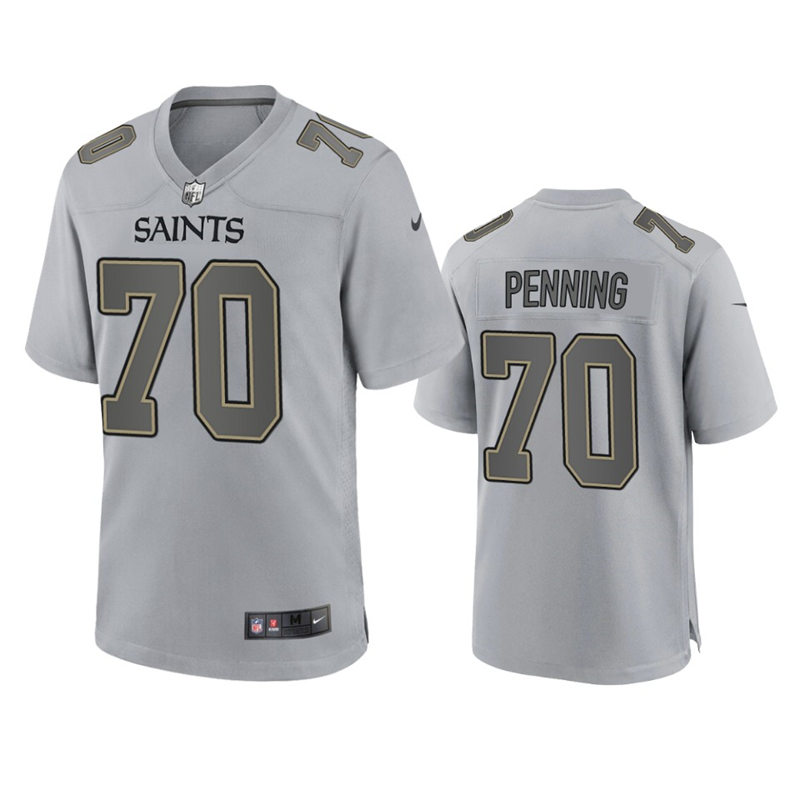 Mens New Orleans Saints #70 Trevor Penning Gray Atmosphere Fashion Game Jersey