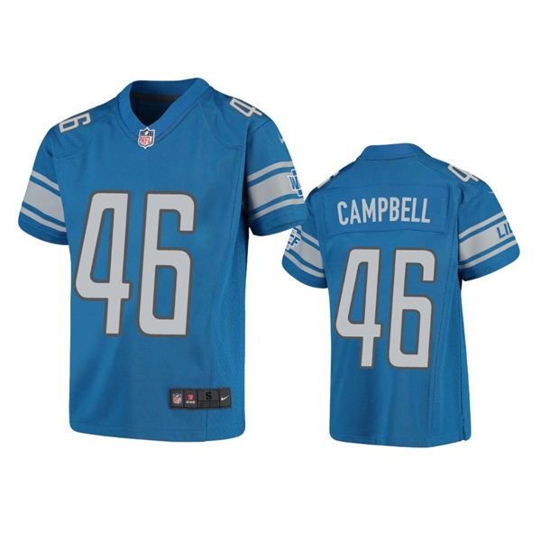 Youth Detroit Lions #46 Jack Campbell Nike Blue Limited Jersey