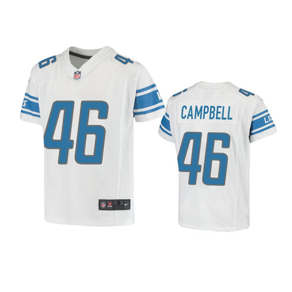 Youth Detroit Lions #46 Jack Campbell Nike White Limited Jersey