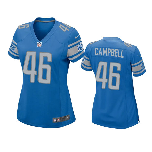 Womens Detroit Lions #46 Jack Campbell Nike Blue Limited Jersey