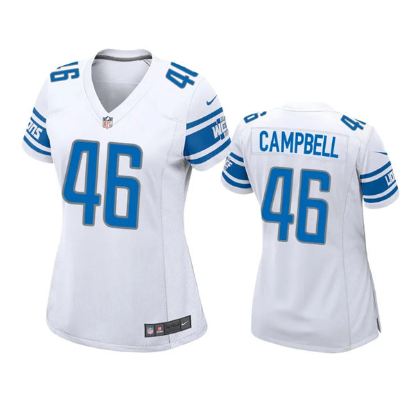 Womens Detroit Lions #46 Jack Campbell Nike White Limited Jersey