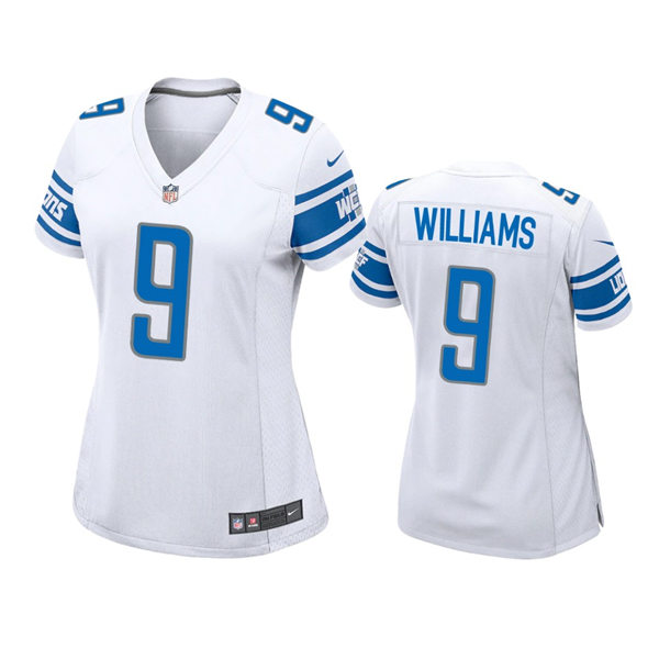 Womens Detroit Lions #9 Jameson Williams Nike White Limited Jersey