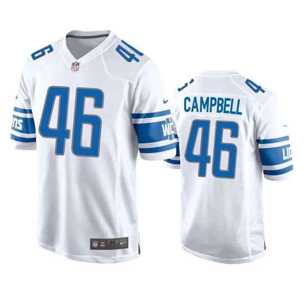 Mens Detroit Lions #46 Jack Campbell Nike White Vapor Untouchable Limited Jersey