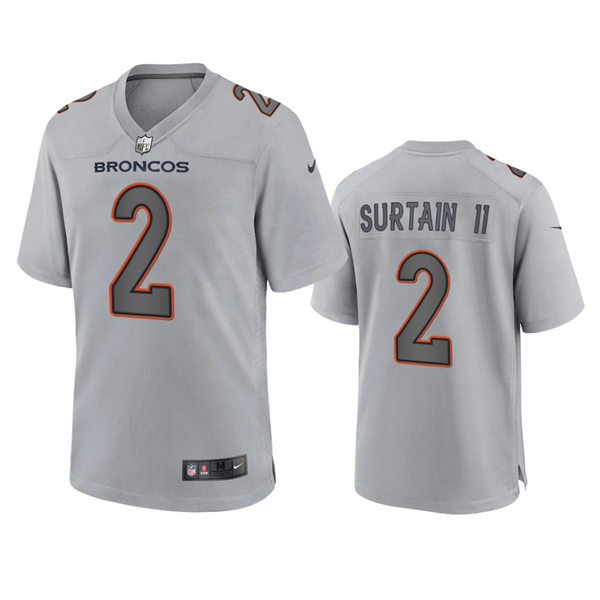 Mens Denver Broncos #2 Patrick Surtain II Gray Atmosphere Fashion Game Jersey