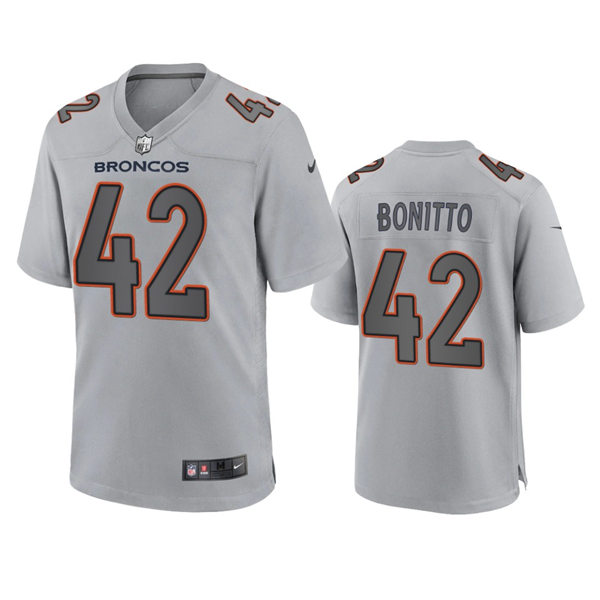 Mens Denver Broncos #42 Nik Bonitto Gray Atmosphere Fashion Game Jersey