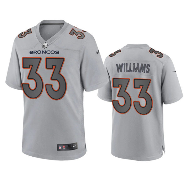 Mens Denver Broncos #33 Javonte Williams Gray Atmosphere Fashion Game Jersey