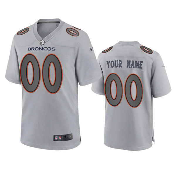 Mens Denver Broncos Custom Gray Atmosphere Fashion Game Jersey