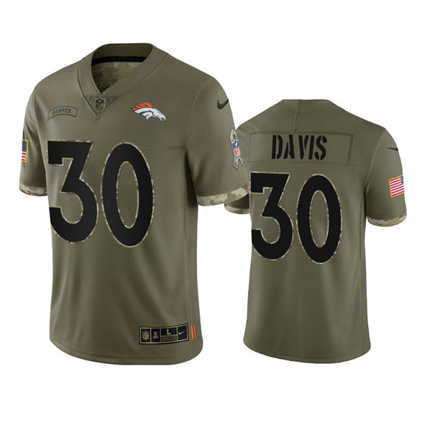 Mens Denver Broncos #30 Terrell Davis Olive 2022 Salute To Service Limited Jersey