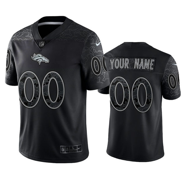 Men's Denver Broncos Custom Black Reflective Limited Jersey
