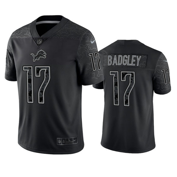 Mens Detroit Lions #17 Michael Badgley Black Reflective Limited Jersey