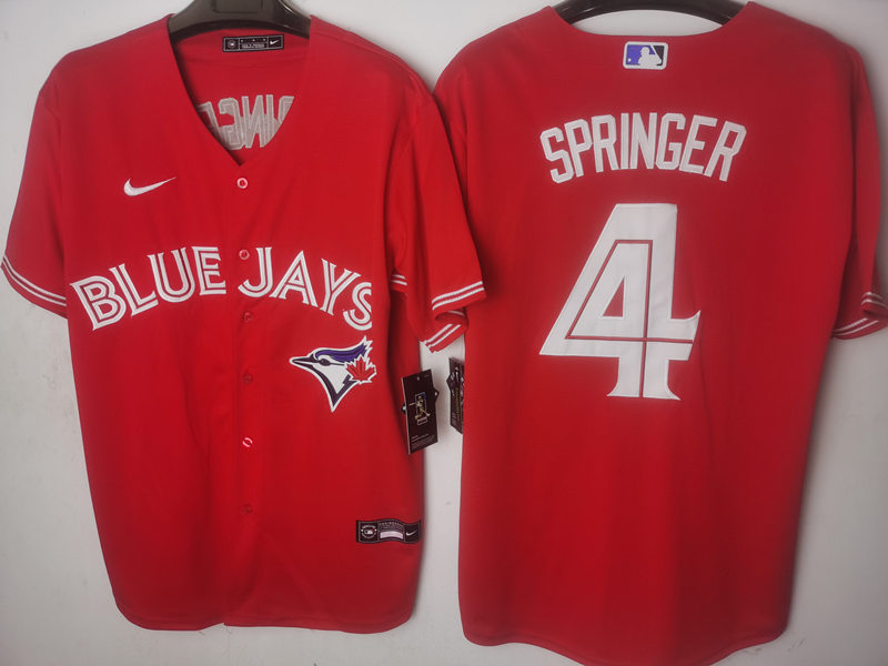 Mens Toronto Blue Jays #4 George Springer Nike Red Alternate Cool Base Jersey