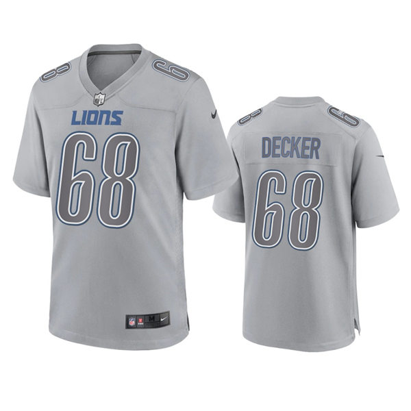 Mens Detroit Lions #68 Taylor Decker  Gray Atmosphere Fashion Game Jersey