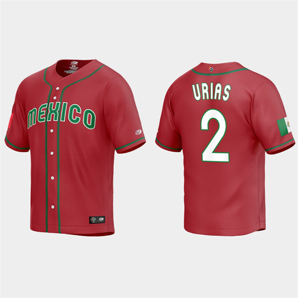 Mens Youth Mexico #2 Luis Urias Red 2023 World Baseball Classic Jersey