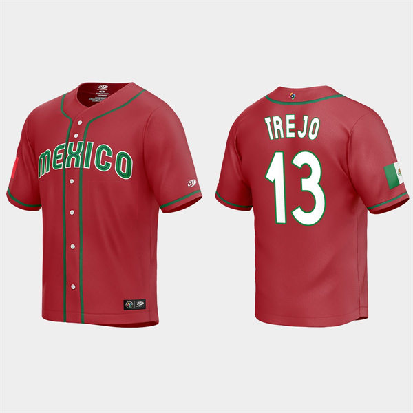 Mens Youth Mexico #13 Alan Trejo Red 2023 World Baseball Classic Jersey