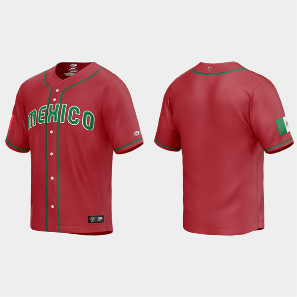 Men Youth Mexico Baseball Blank Red 2023 World Baseball Classic Jersey