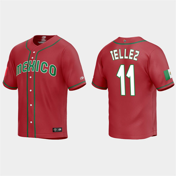 Mens Youth Mexico #11 Rowdy Tellez Red 2023 World Baseball Classic Jersey