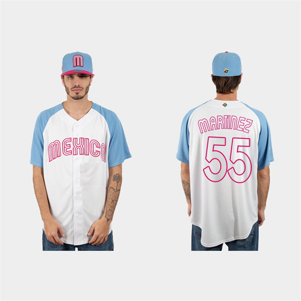 Mens Youth Mexico #55 Adrian Martinez 2023 World Baseball Classic Jersey - White Pink