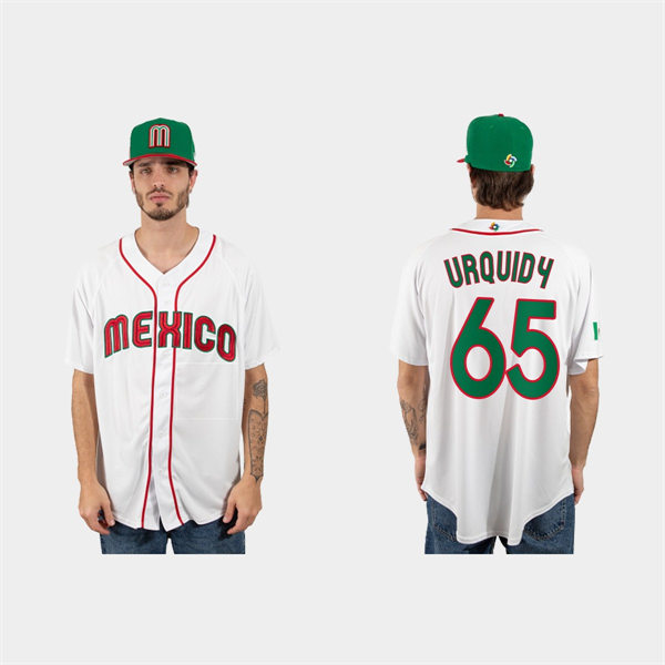 Mens Youth Mexico #65 Jose Urquidy 2023 World Baseball Classic Jersey - White Red