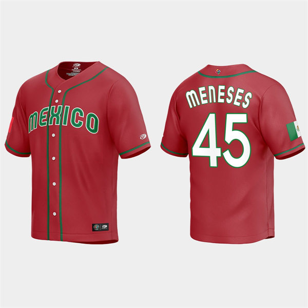 Mens Youth Mexico #45 Joey Meneses Red 2023 World Baseball Classic Jersey