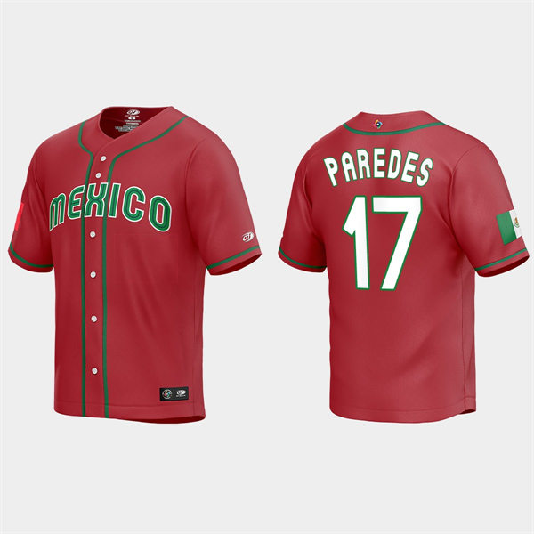 Mens Youth Mexico #17 Isaac Paredes Red 2023 World Baseball Classic Jersey