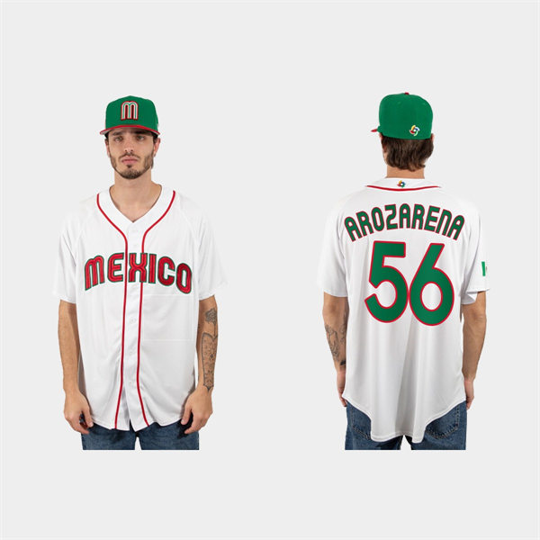 Mens Youth Mexico #56 Randy Arozarena 2023 World Baseball Classic Jersey - White Red