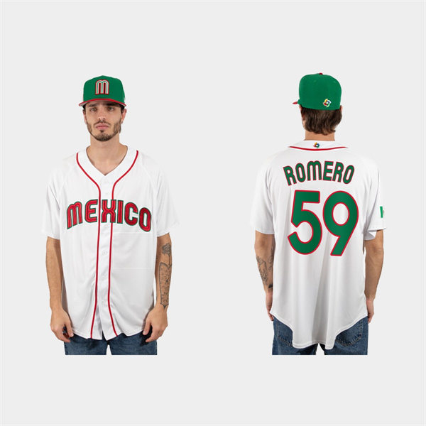 Mens Youth Mexico #59 JoJo Romero 2023 World Baseball Classic Jersey - White Red