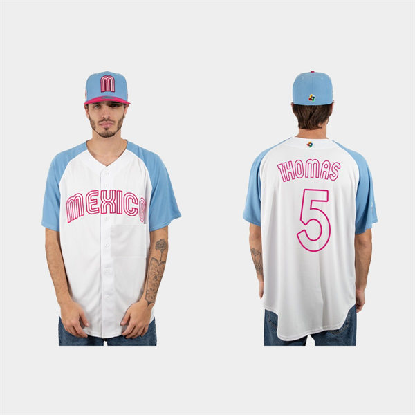 Mens Youth Mexico #5 Alek Thomas 2023 World Baseball Classic Jersey - White Pink