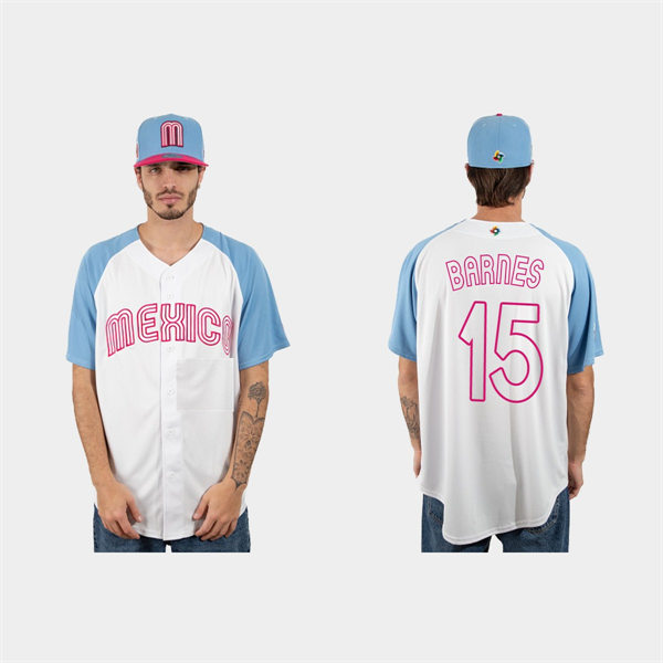 Mens Youth Mexico #15 Austin Barnes  2023 World Baseball Classic Jersey - White Pink