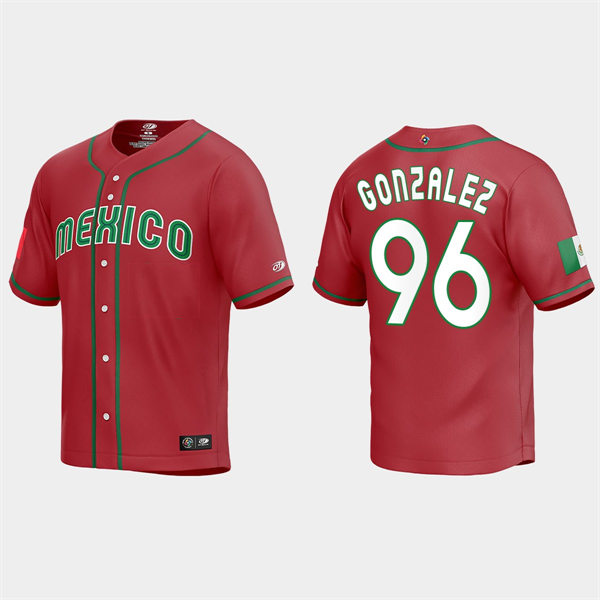 Mens Youth Mexico #96 Felipe Gonzalez Red 2023 World Baseball Classic Jersey