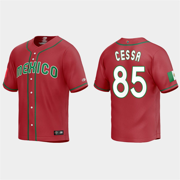 Mens Youth Mexico #85 Luis Cessa Red 2023 World Baseball Classic Jersey