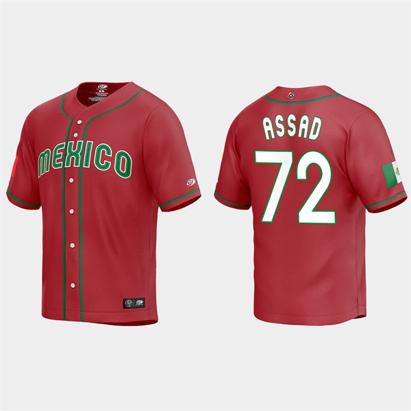 Mens Youth Mexico #72 Javier Assad Red 2023 World Baseball Classic Jersey