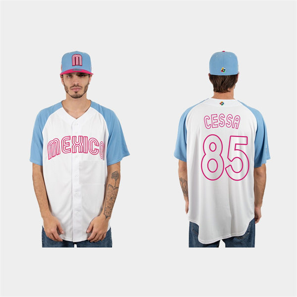 Mens Youth Mexico #85 Luis Cessa 2023 World Baseball Classic Jersey - White Pink