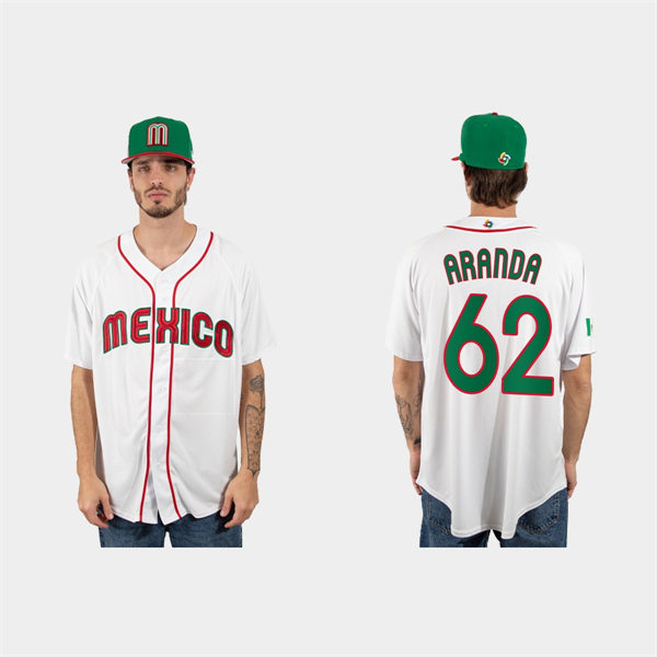 Mens Youth Mexico #62 Jonathan Aranda 2023 World Baseball Classic Jersey - White Red